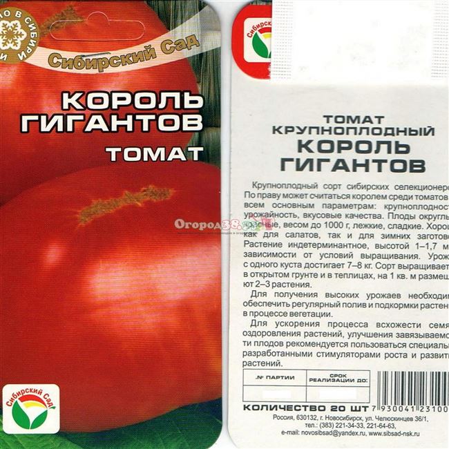 Вкусный толстяк томат «Гигант Красный» : описание сорта, фото